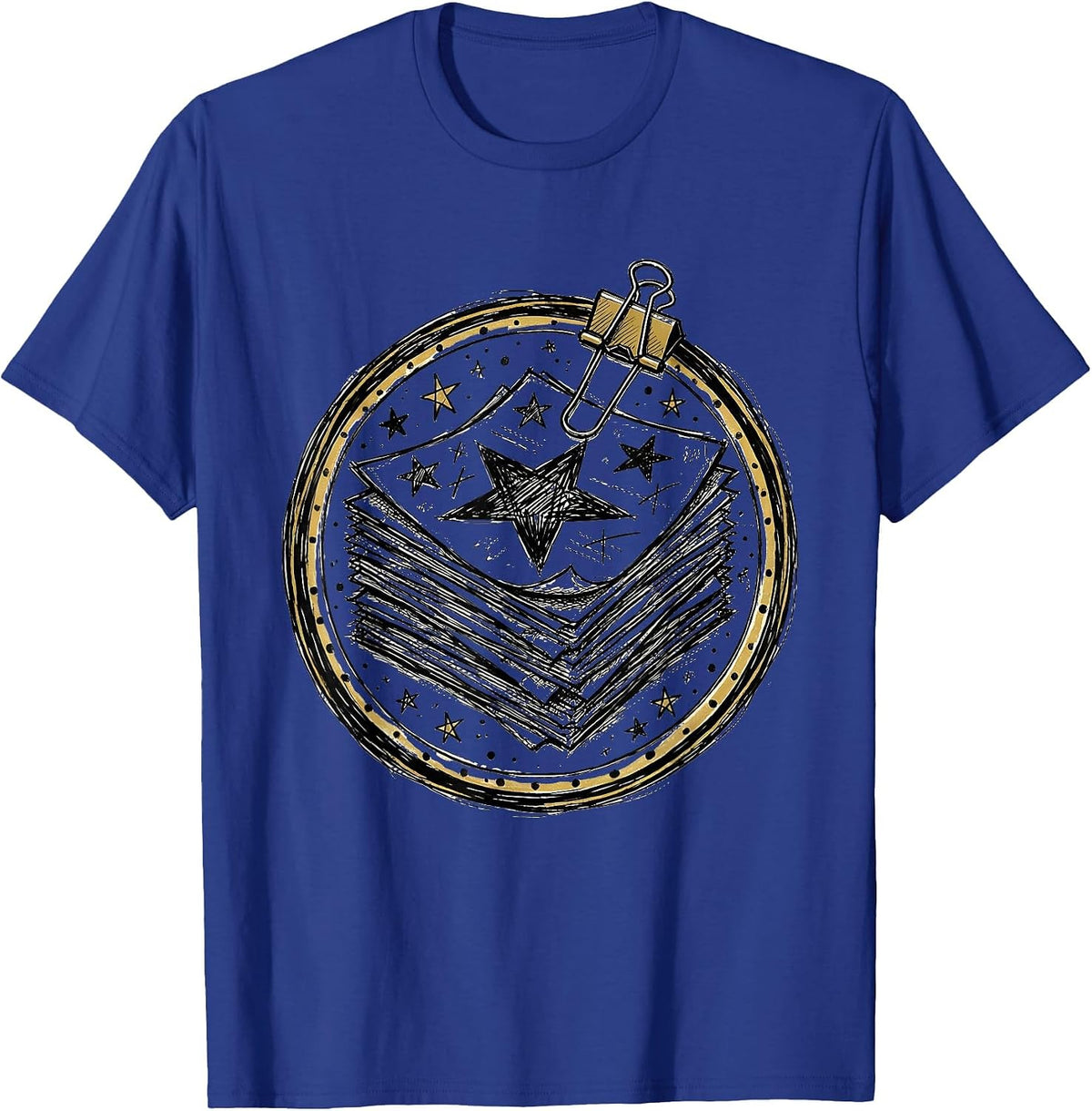 Men's Third Grade Teacher Graded Papers Gold Stars T-Shirt - Royal Blue