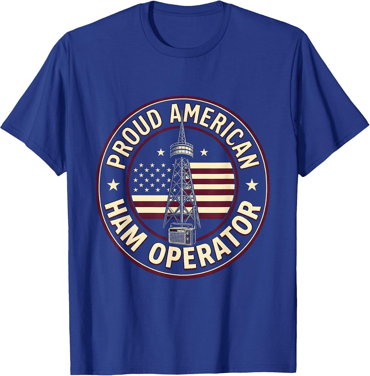 Proud American Ham Operator Vintage Radio Design T-Shirt - Royal Blue