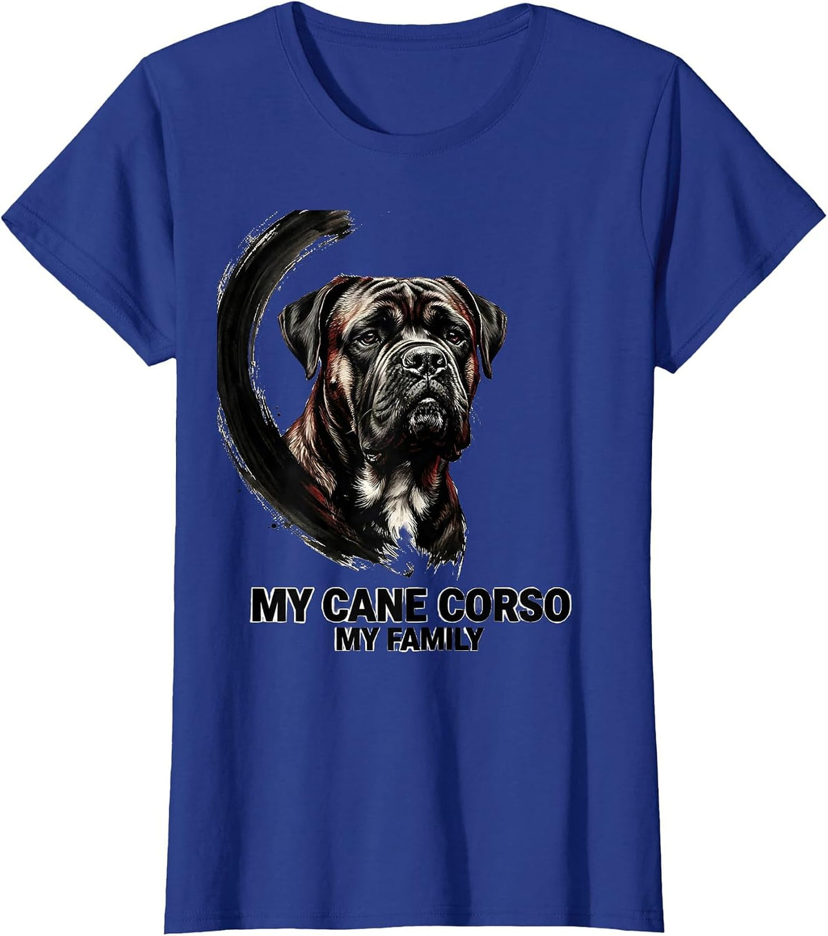 Women's My Cane Corso My Family Ink Brush Pet Lover Gift T-Shirt - Royal Blue