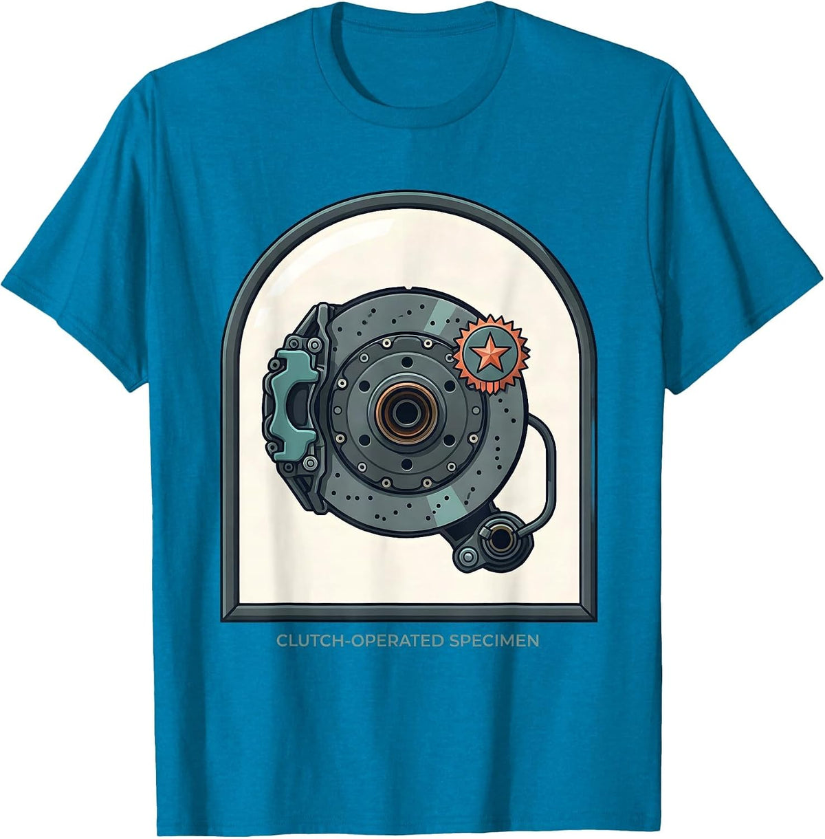 Clutch-Operated Specimen Funny Car Guy Manual Transmission T-Shirt - Sapphire Blue