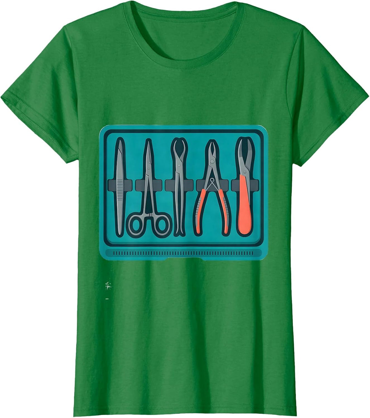 Women's Instrument Tray Flat Vector Surgical Tech Pride T-Shirt - Kelly Green
