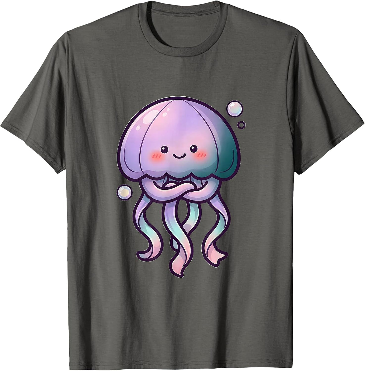 Cute Kawaii Jellyfish Pastel Sea Creature T-Shirt - Asphalt Grey