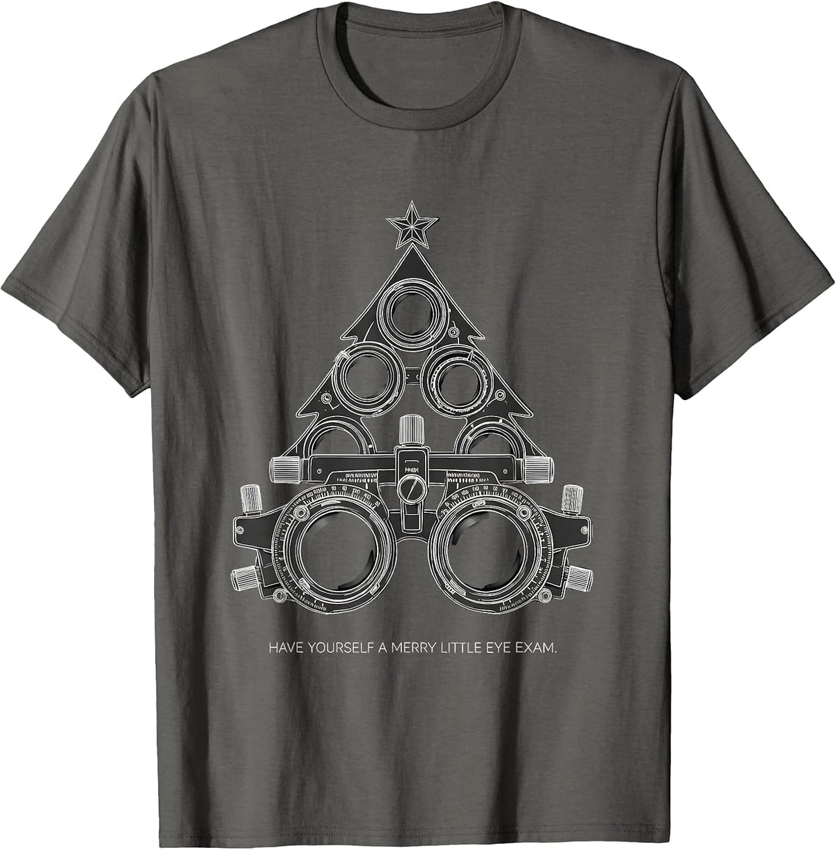 Have Yourself a Merry Little Eye Exam Funny Optometry T-Shirt - Asphalt Grey