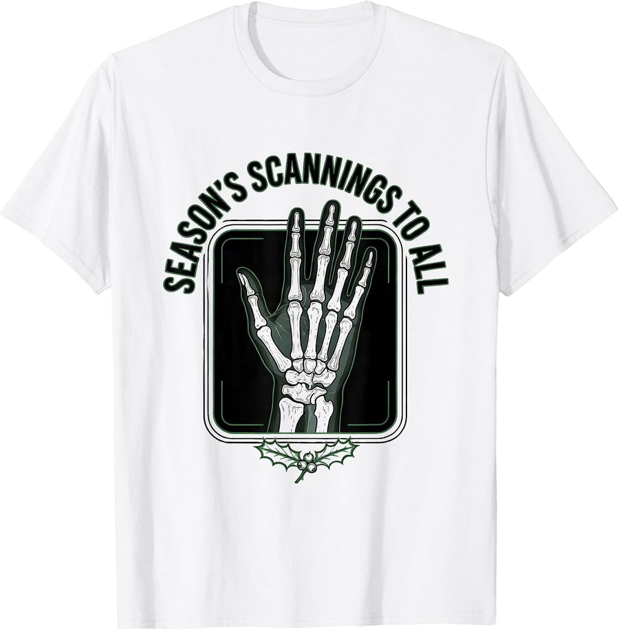 Men's Season's Scannings To All Funny Radiology Tech Christmas T-Shirt - White