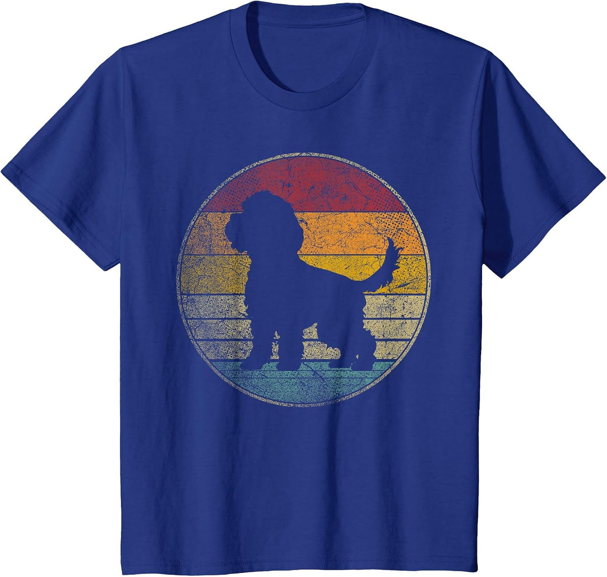 Cockapoo Dog Vintage Silhouette 70s 80s Retro Distressed T-Shirt - Royal Blue
