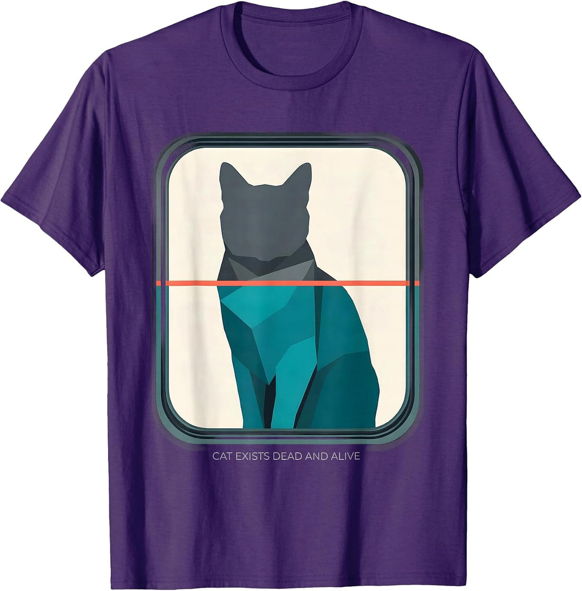 Cat Exists Dead And Alive Funny Quantum Physics Humor T-Shirt - Purple