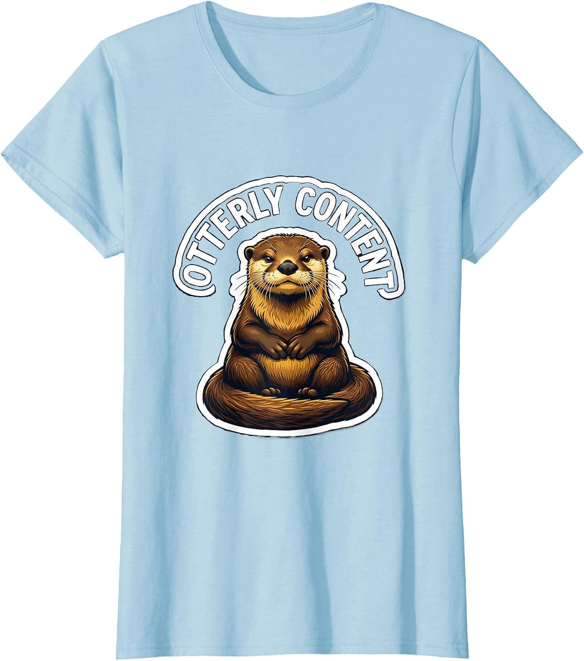 Women's Otterly Content Funny Otter Lover Gift For Kids Teens T-Shirt - Baby Blue