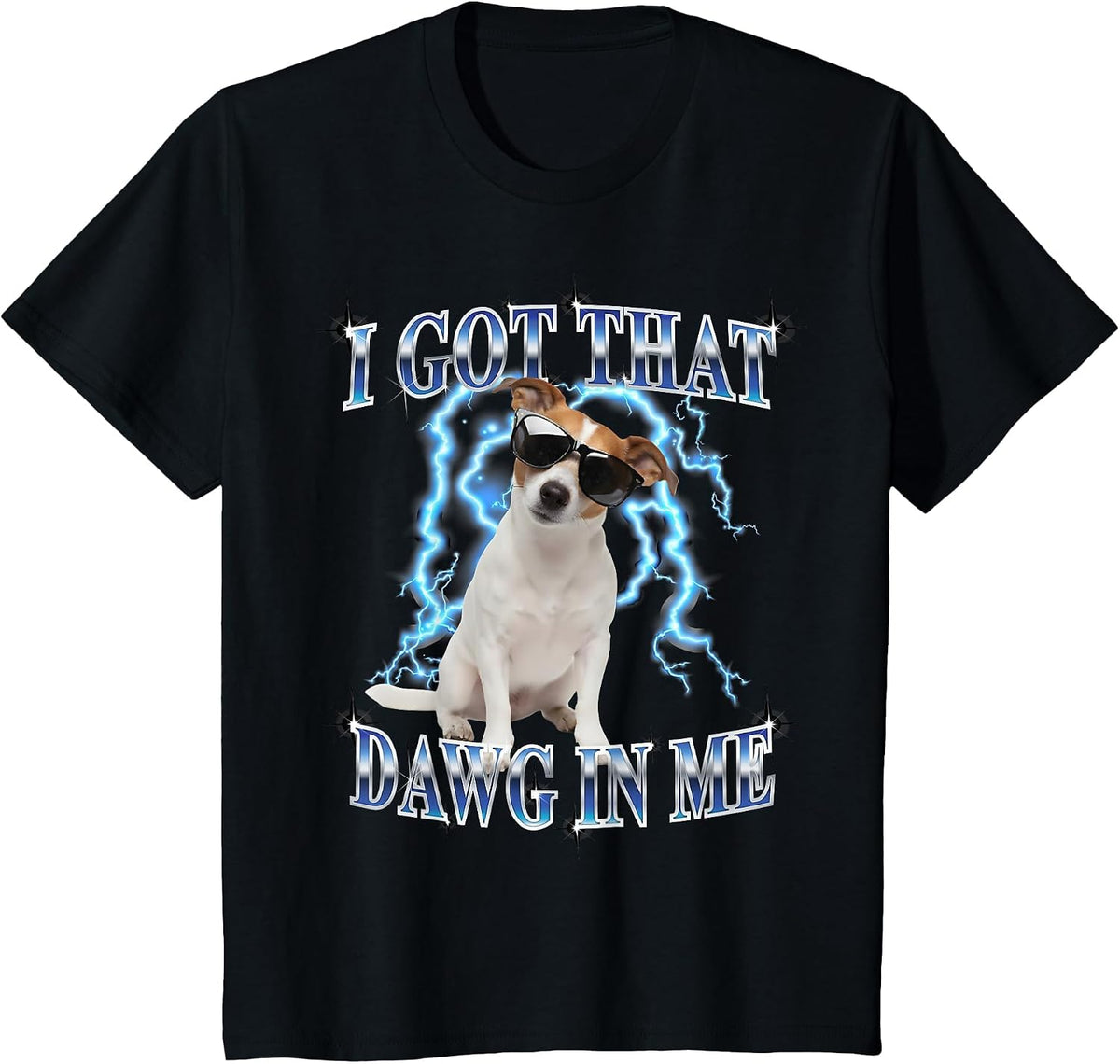 Mens Retro Vintage Heavy Metal Rock Jack Russell Terrier Dog T-Shirt - Black