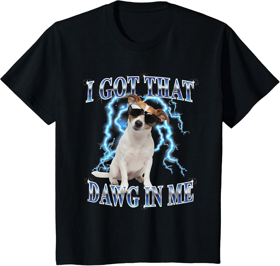 Mens Retro Vintage Heavy Metal Rock Jack Russell Terrier Dog T-Shirt - Black