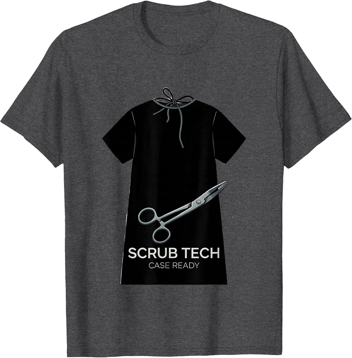 Scrub Tech Case Ready Monochromatic Surgical Tech T-Shirt - Dark Heather Grey