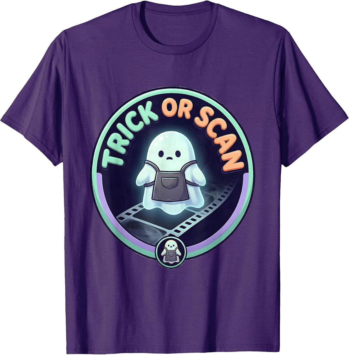 Trick Or Scan Cute Kawaii Ghost Radiology Technician T-Shirt - Purple