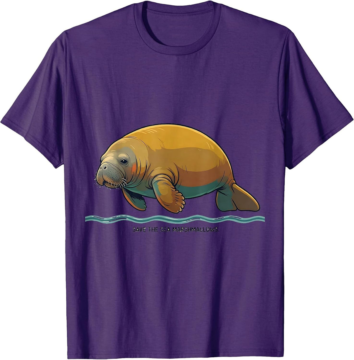 Men's Save The Sea Marshmallows Funny Manatee Sea Cow Wildlife T-Shirt - Purple