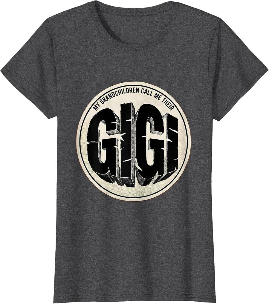 Women's My Grandchildren Call Me Their Gigi Funny Grandma Gift T-Shirt - Dark Heather Grey