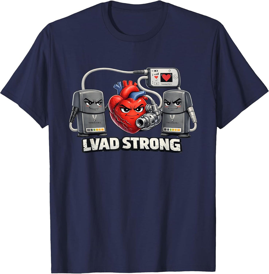LVAD Strong Ventricular Assist Device Hero T-Shirt - Navy Blue