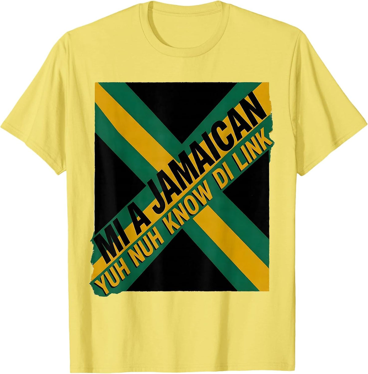 Men's Mi a Jamaican Yuh Nuh Know Di Link National Pride T-Shirt - Lemon Yellow