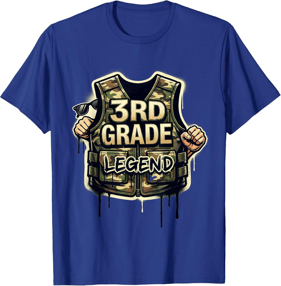 3RD GRADE LEGEND Pop Art Camo Back To School Boys T-Shirt - Royal Blue