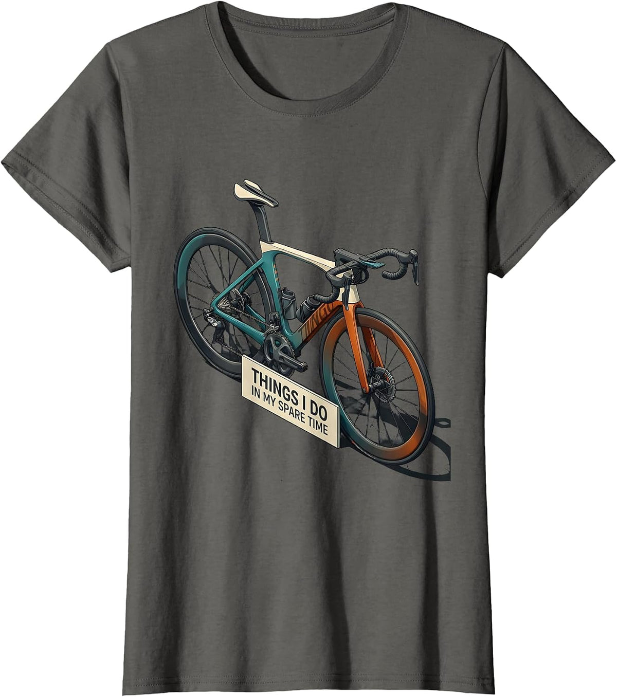 Women's Things I Do In My Spare Time Funny Biker Cycling Humor T-Shirt - Asphalt Grey