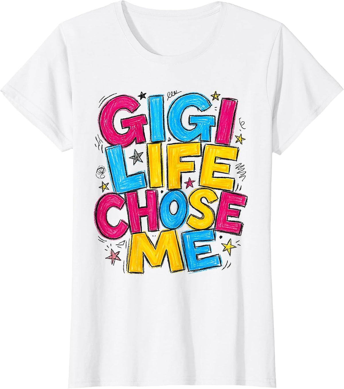 Gigi Life Chose Me Grandma Design T-Shirt - White