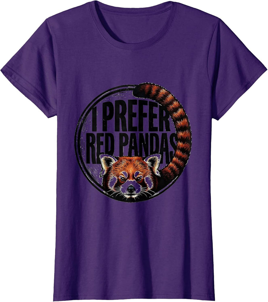 I Prefer Red Pandas Funny Red Panda Lover Cute Animal T-Shirt, Women, Purple, Small - As Pictured