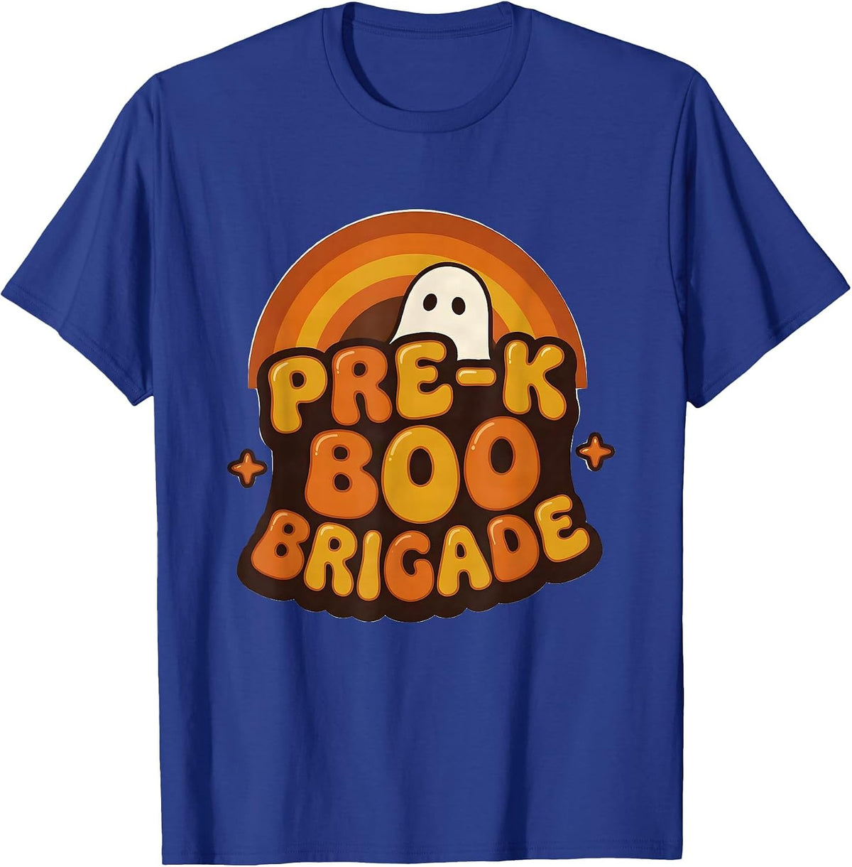 Pre-K Boo Brigade Retro 70s Halloween Teacher Preschool T-Shirt - Royal Blue
