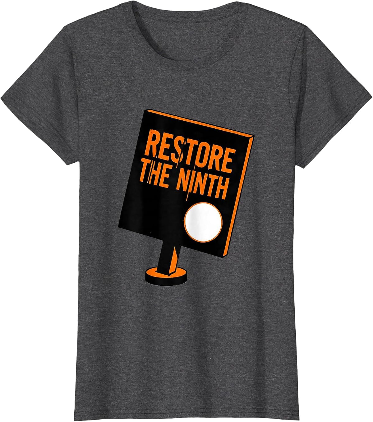Women's Restore The Ninth Funny Pluto Astronomy Science Enthusiast T-Shirt - Dark Heather Grey