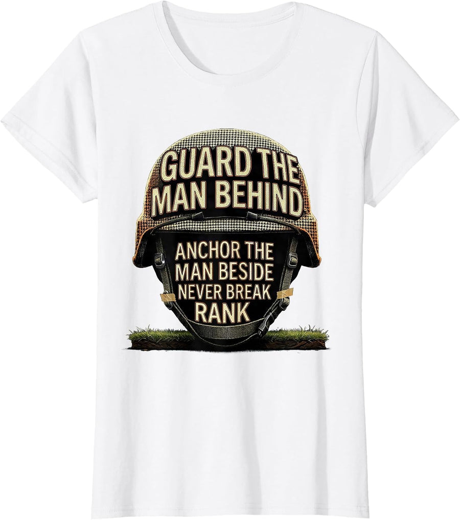 Women's Guard The Man Behind Anchor The Man Beside Lineman Humor T-Shirt - White