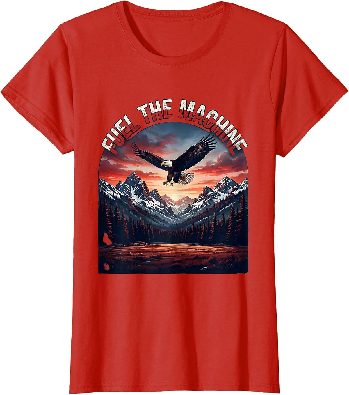 Women's Fuel the Machine Pit Crew Racing Design T-Shirt - Red