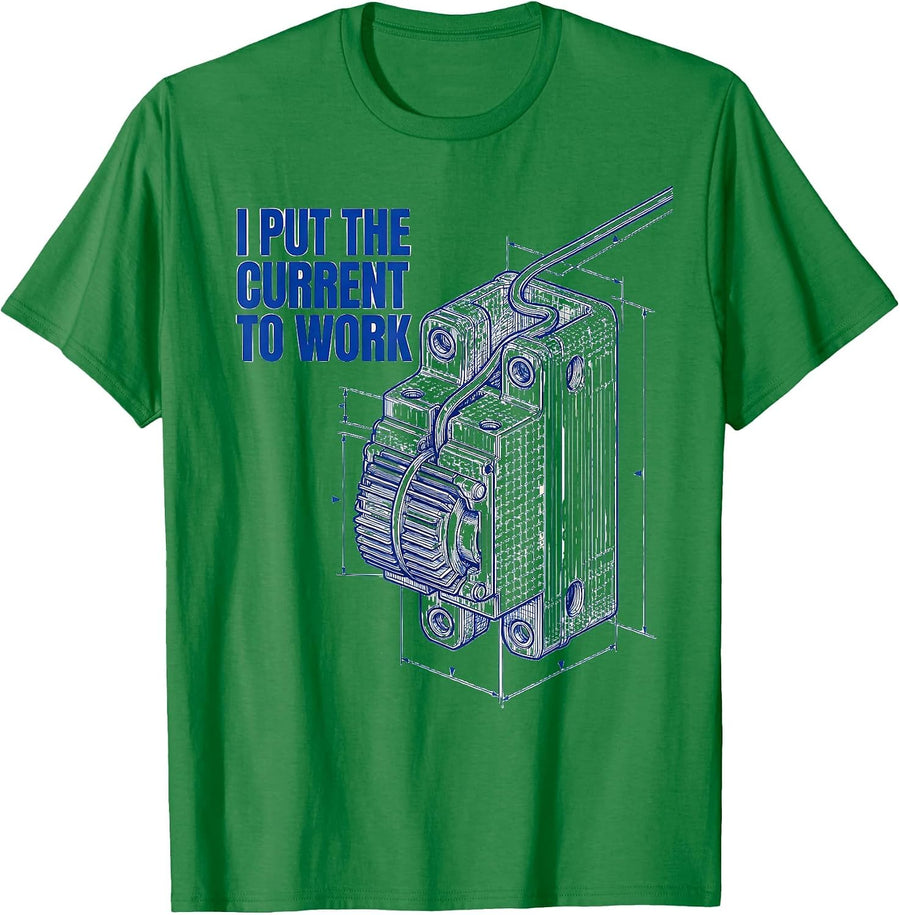 Men's I Put The Current To Work Funny Electrician Lineman Gift T-Shirt - Kelly Green