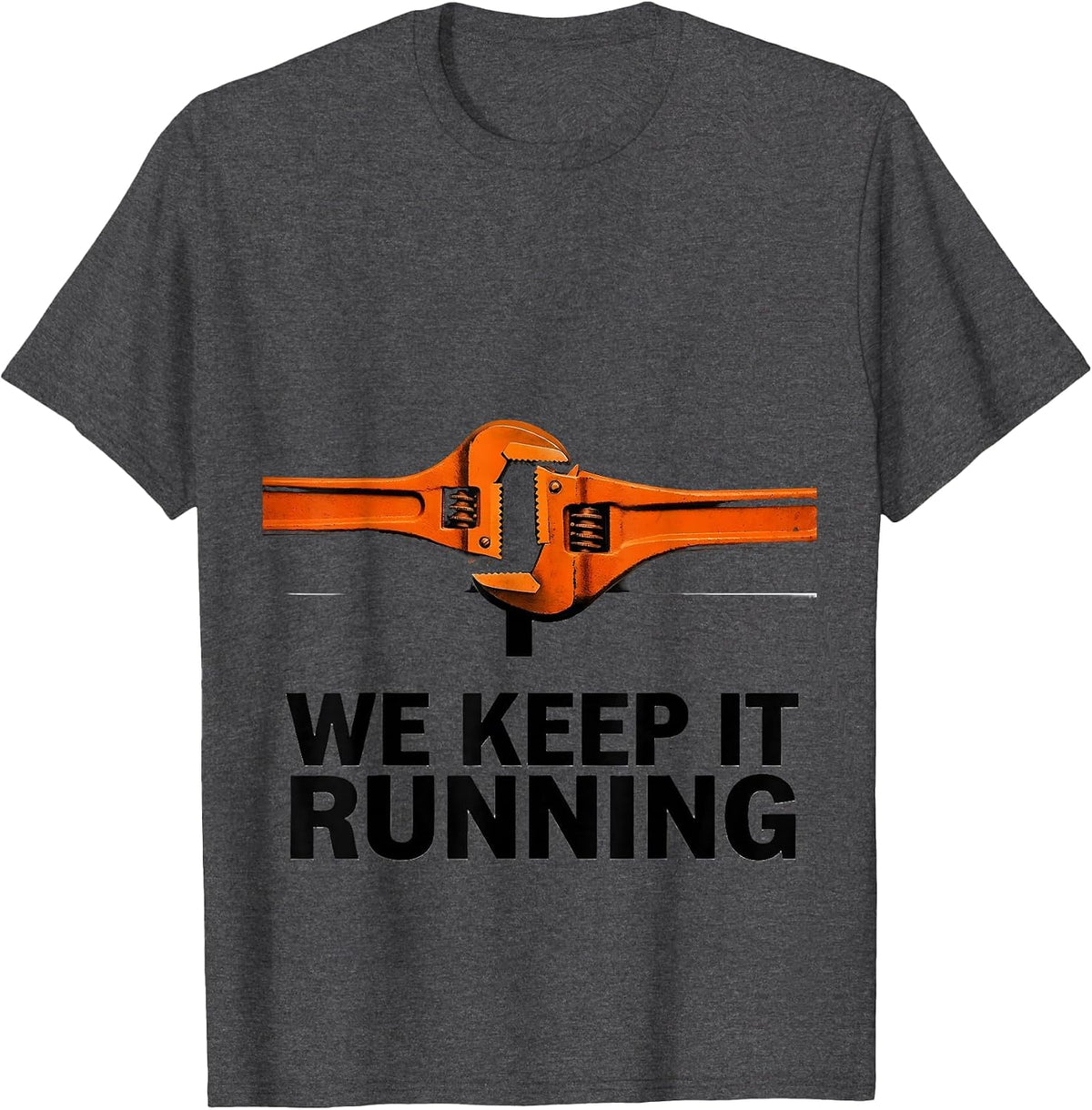 Men's We Keep It Running Brutalist Graphic American Flag Mechanic T-Shirt - Dark Heather Grey