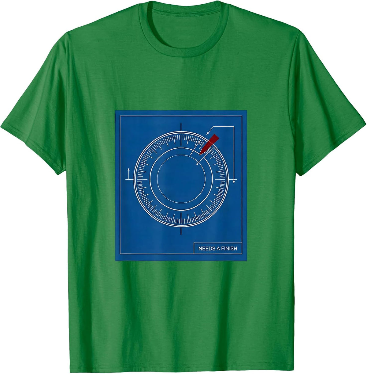 Men's Needs A Finish Technical Blueprint Funny Chef Gift T-Shirt - Kelly Green