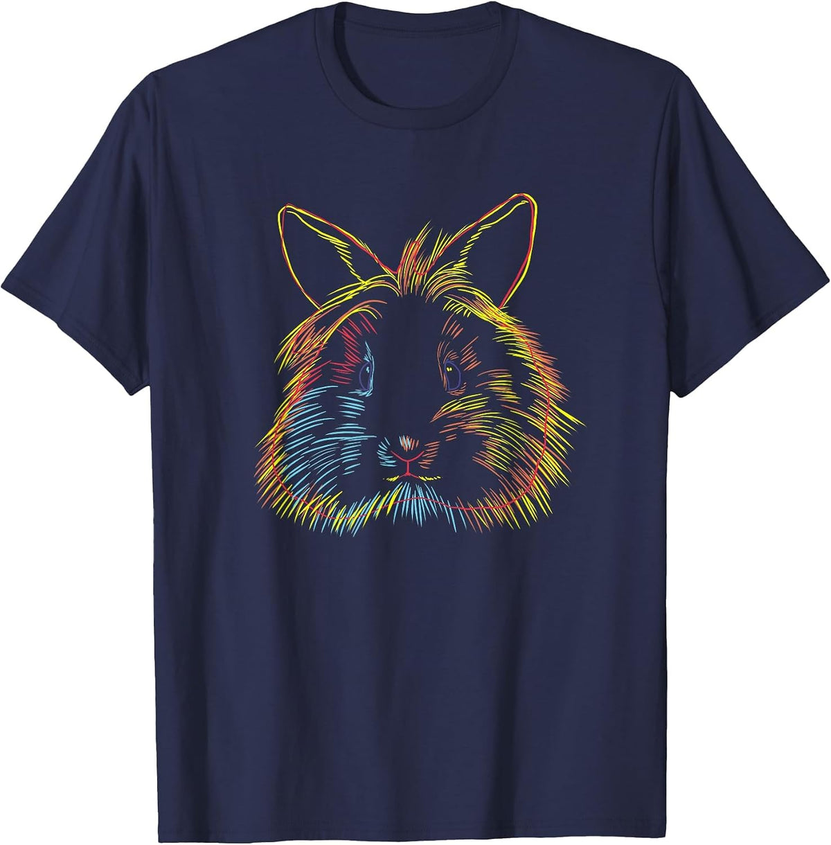 Colourful Rabbit Lion Head Rabbit T-Shirt - Navy Blue