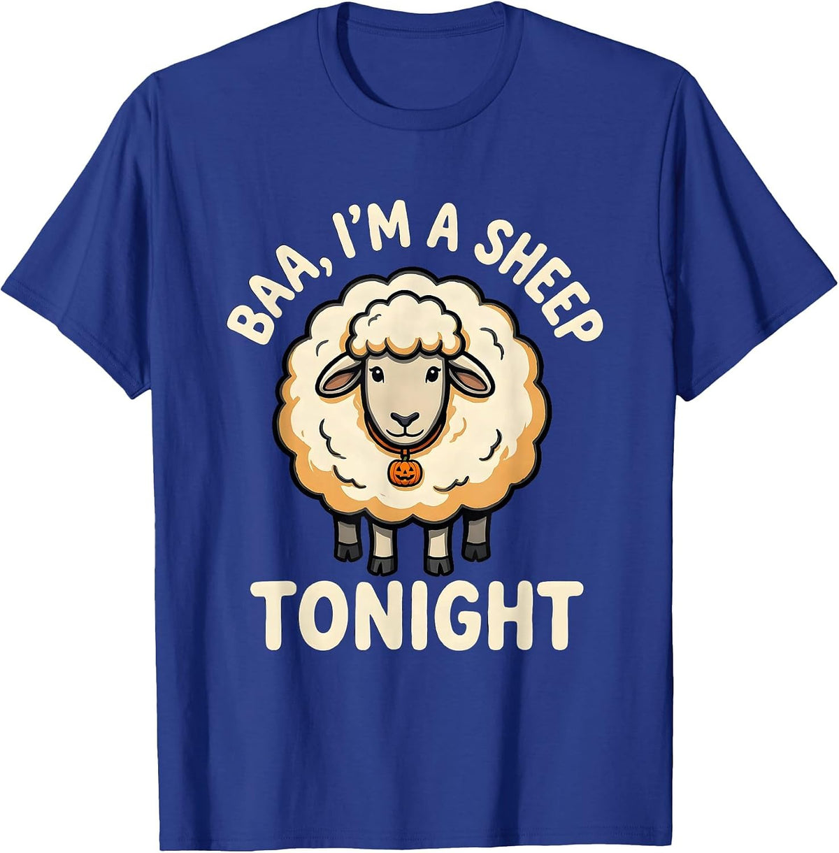 Baa I'm A Sheep Tonight Cartoon Halloween Costume T-Shirt - Royal Blue