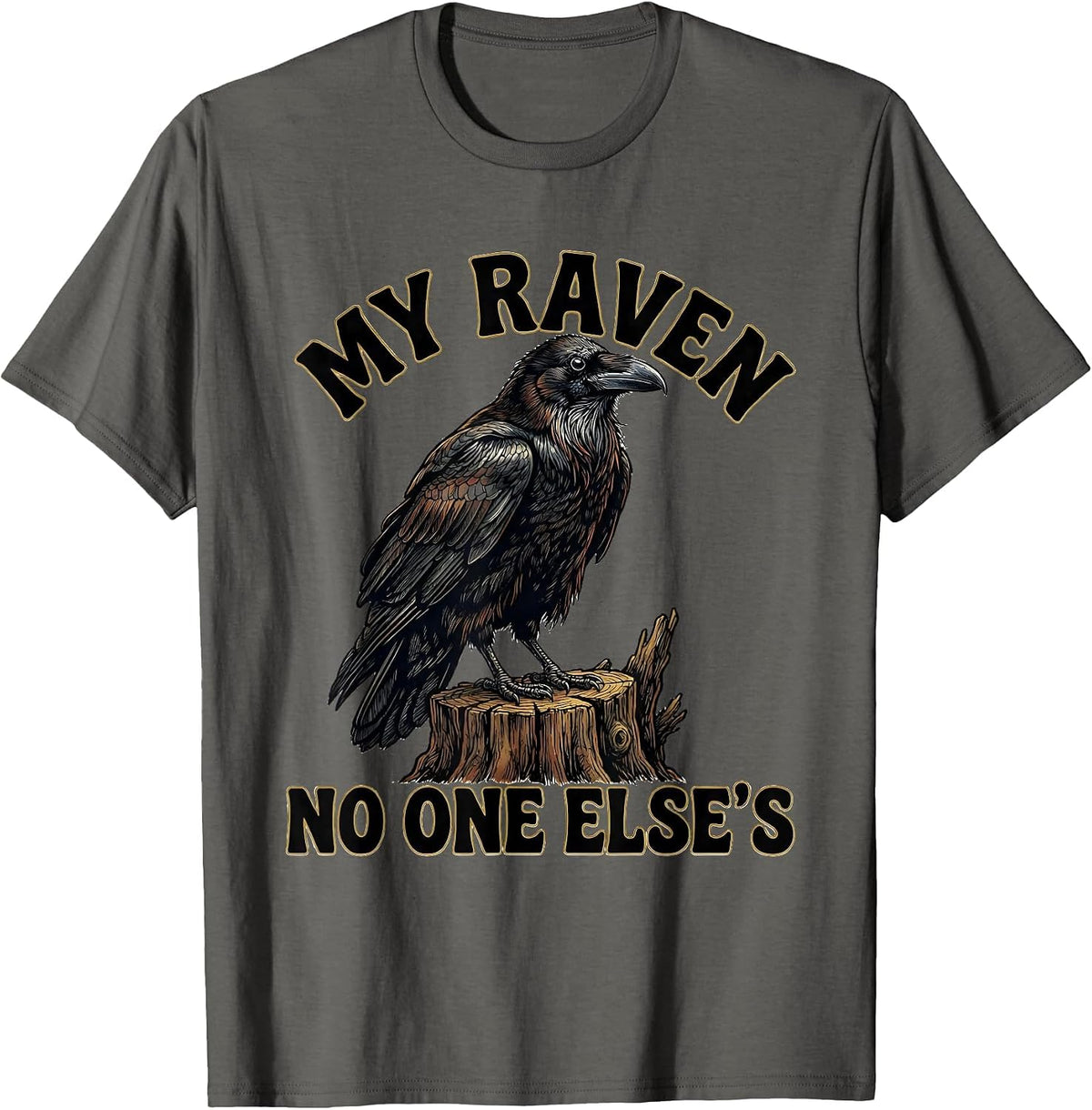 My Raven, No One Else's Funny Crow Meme Bird Lover Humor T-Shirt - Asphalt Grey