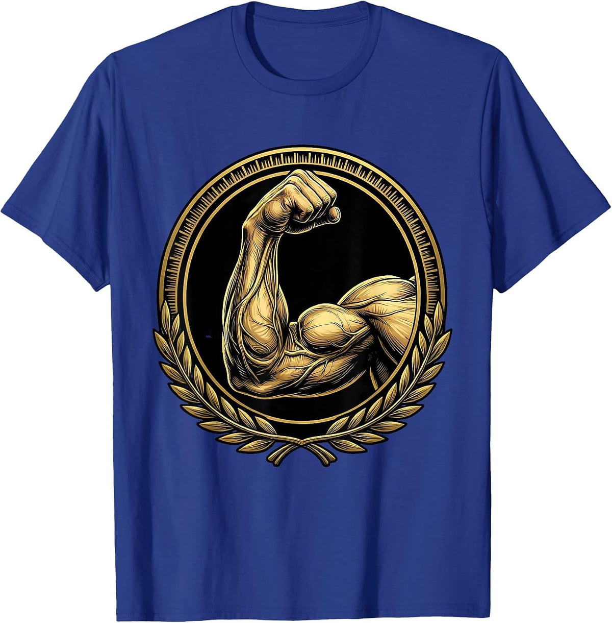 Bicep Curl Gym Illustration Graphic Tee T-Shirt - Royal Blue