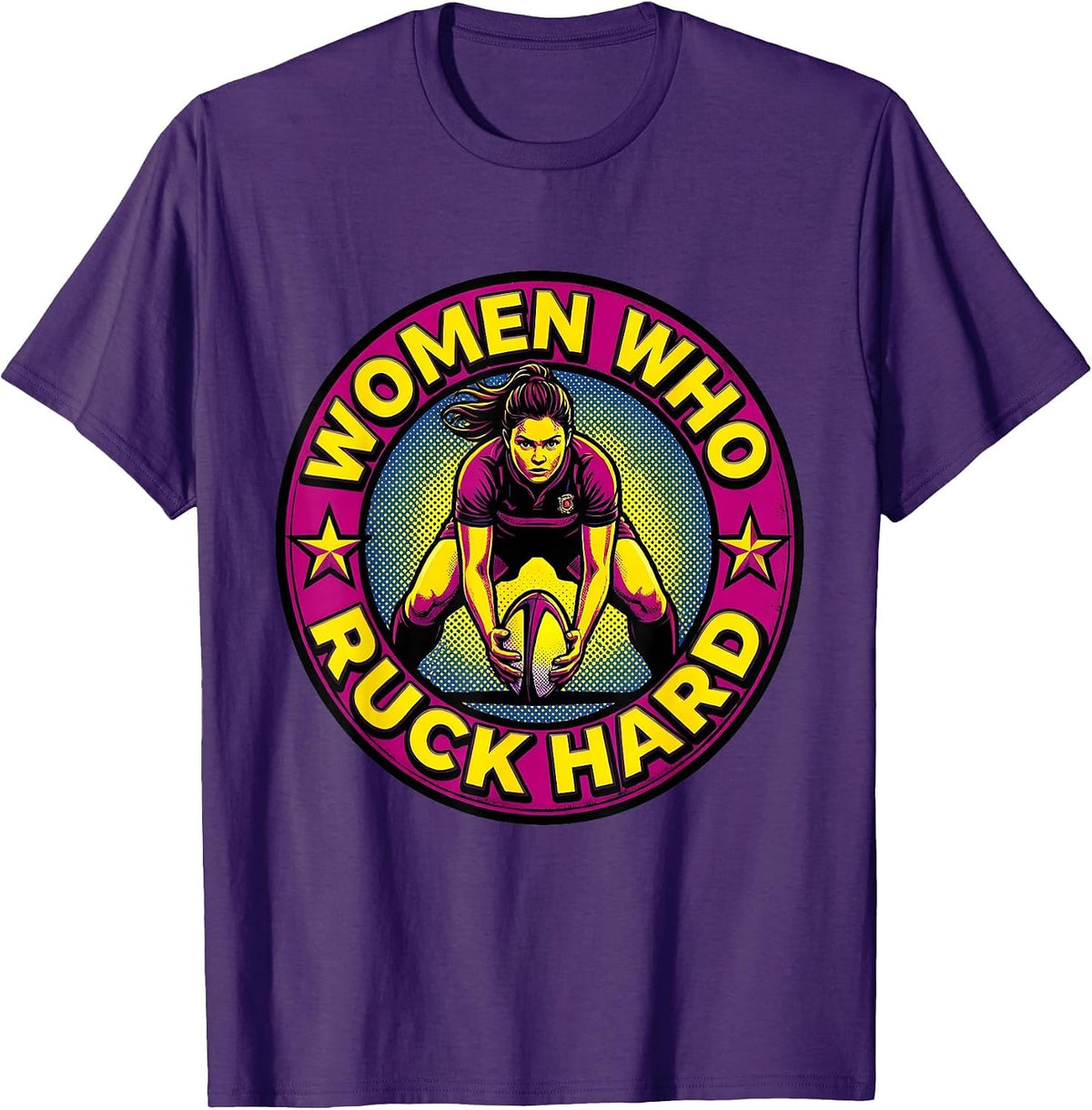 Women Who Ruck Hard Rugby Graphic Design T-Shirt - Purple