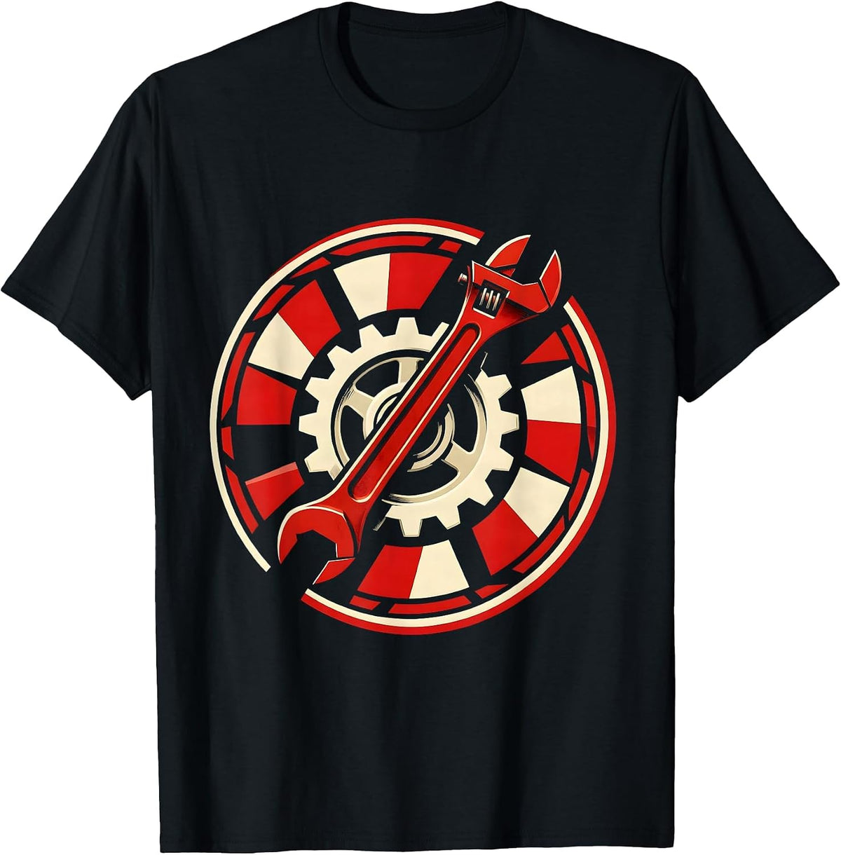 Men's Valley Forge Automotive Wrench and Gear Illustration T-Shirt - Black