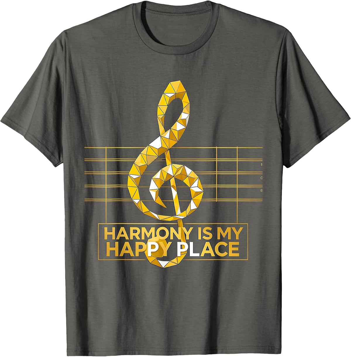 Harmony Is My Happy Place Music Teacher Design T-Shirt - Asphalt Grey