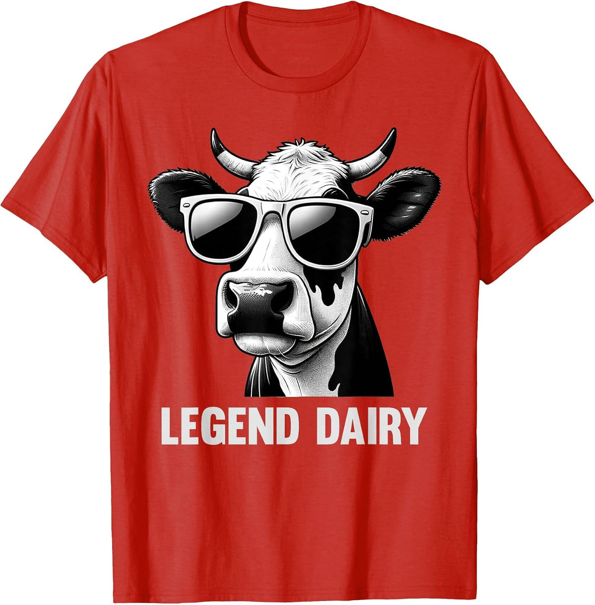 Legend Dairy Funny Farmer Cow Farmer Pun Graphic T-Shirt - Red