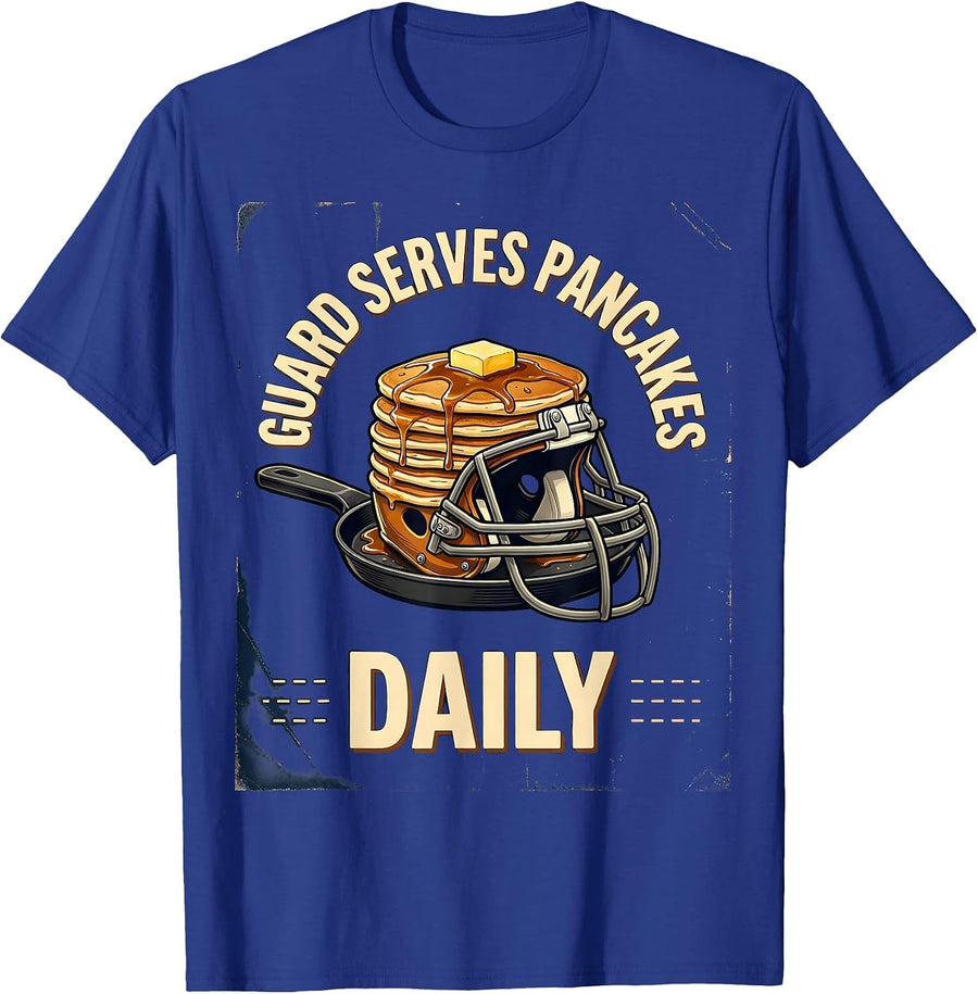 Guard Serves Pancakes Daily Vintage Football Lineman Humor T-Shirt - Royal Blue