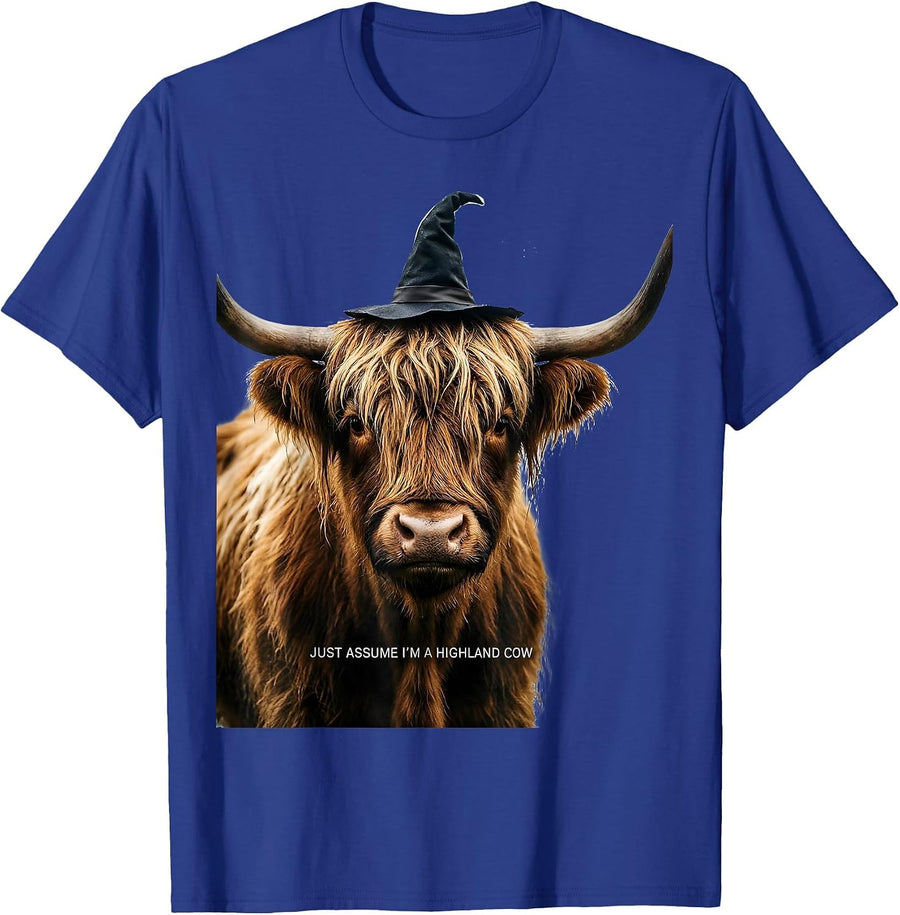 Just Assume I'm A Highland Cow Funny Highland Cow Lover T-Shirt - Royal Blue