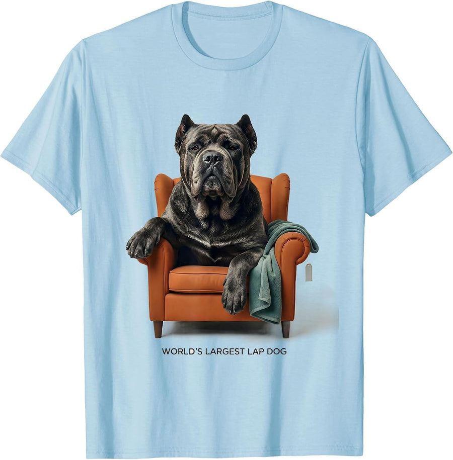 Men's World's Largest Lap Dog Funny Cane Corso Dog Owner Breed T-Shirt - Baby Blue