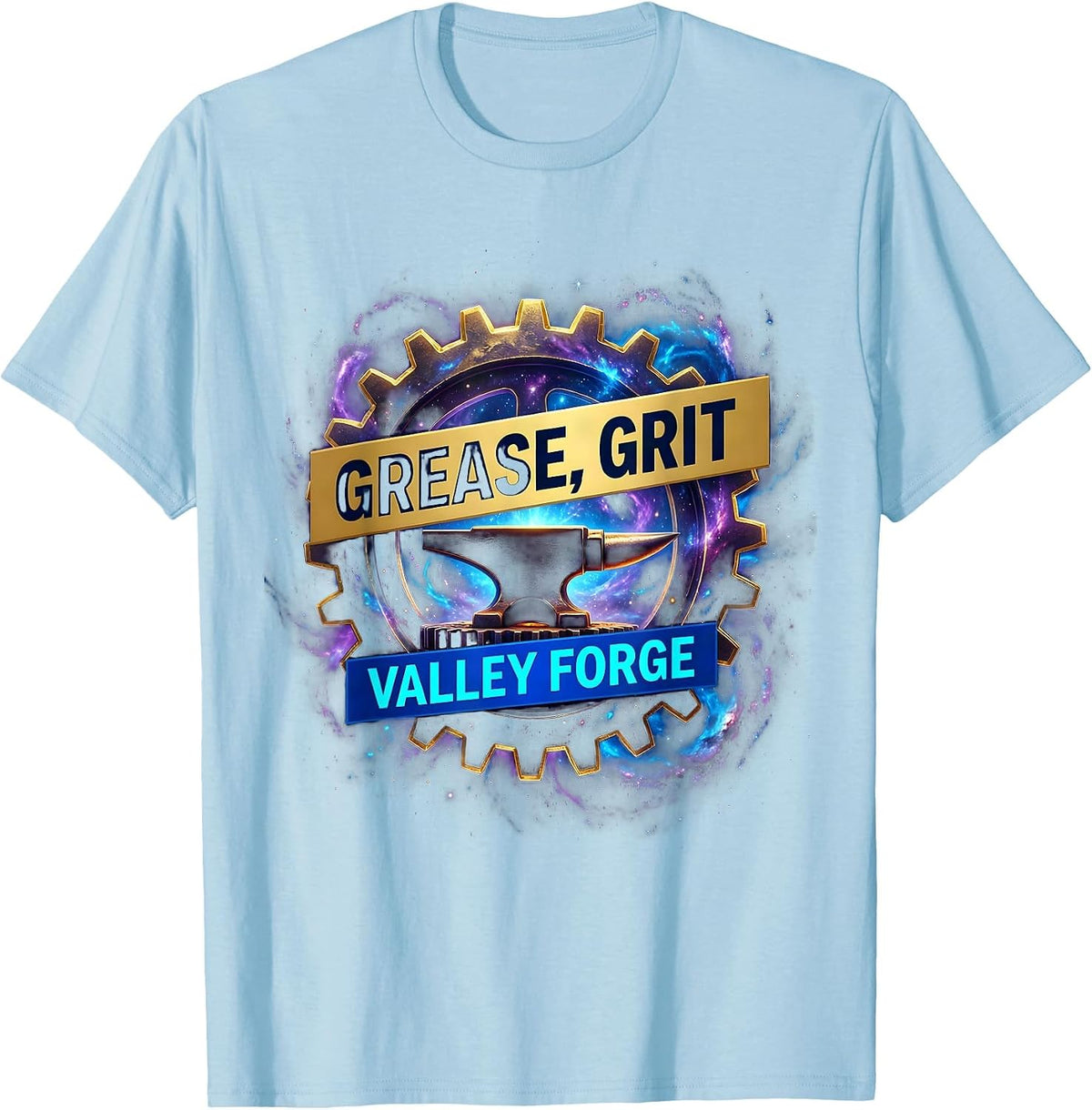 Men's Grease Grit Valley Forge Automotive Design T-Shirt - Baby Blue