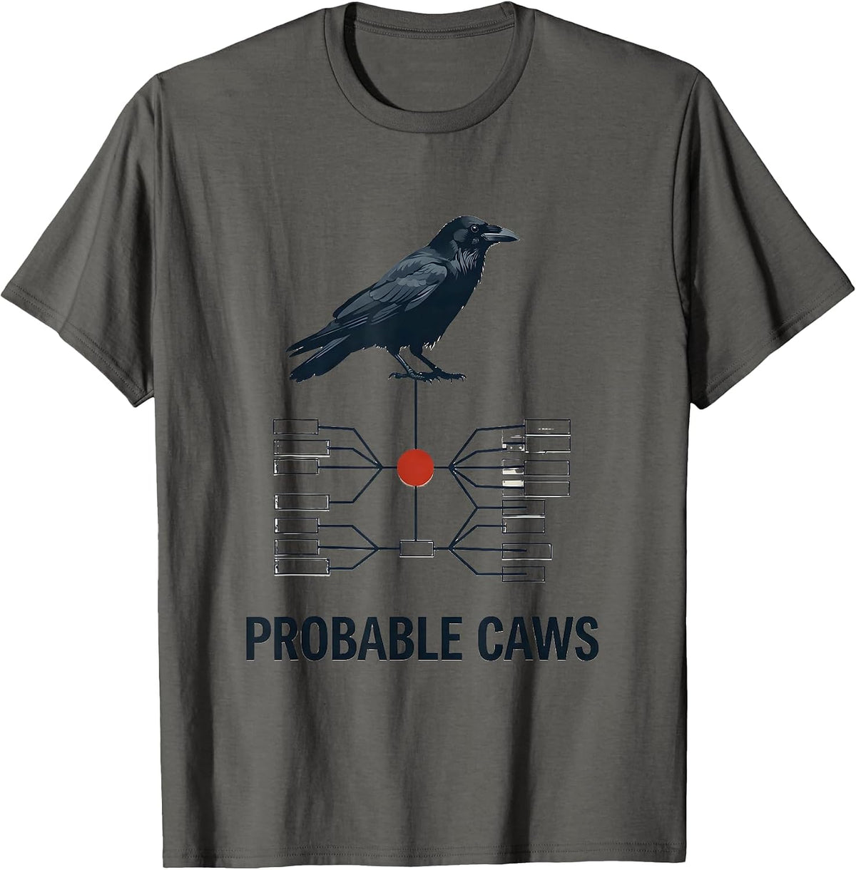 Men's Probable Caws Editorial Conceptual Crow Lover Humor T-Shirt - Asphalt Grey