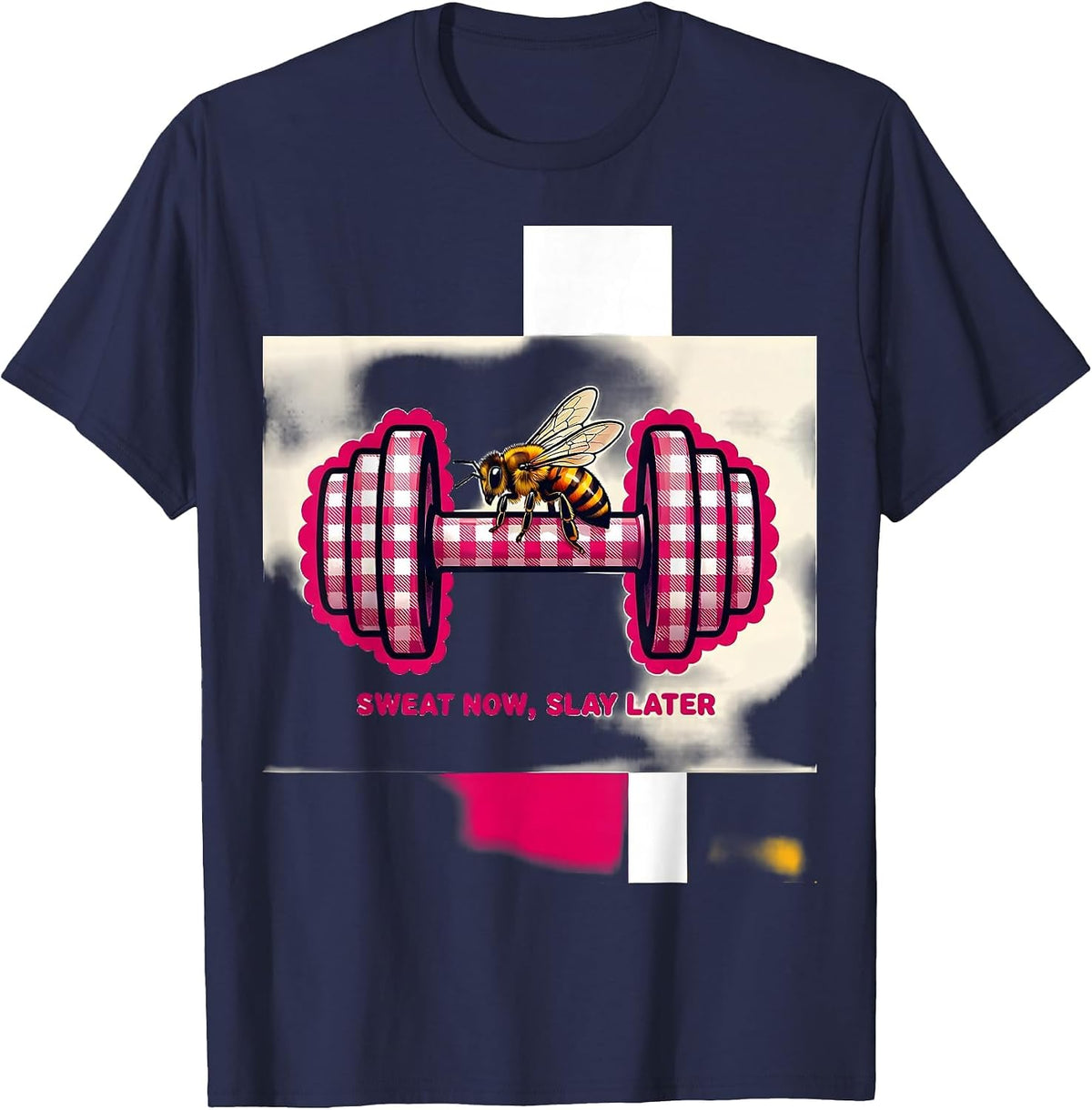 Sweat Now Slay Later Athleisure Motivational Design T-Shirt - Navy Blue