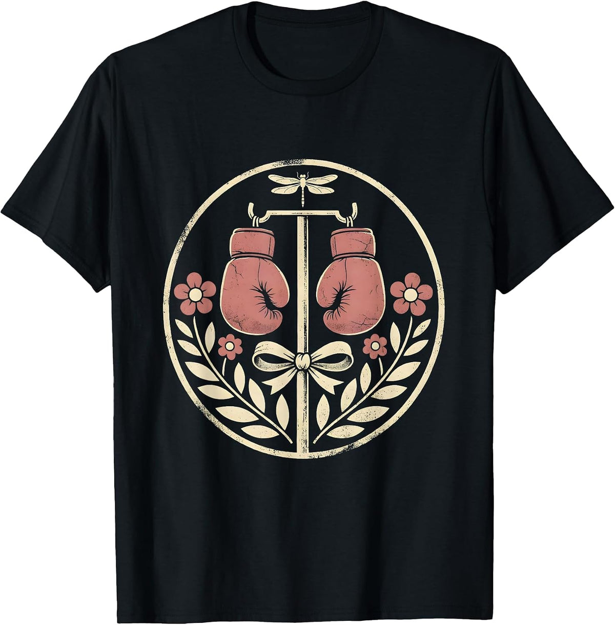 Men's Boxing Gloves IV Pole Breast Cancer Fighter Graphic T-Shirt - Black
