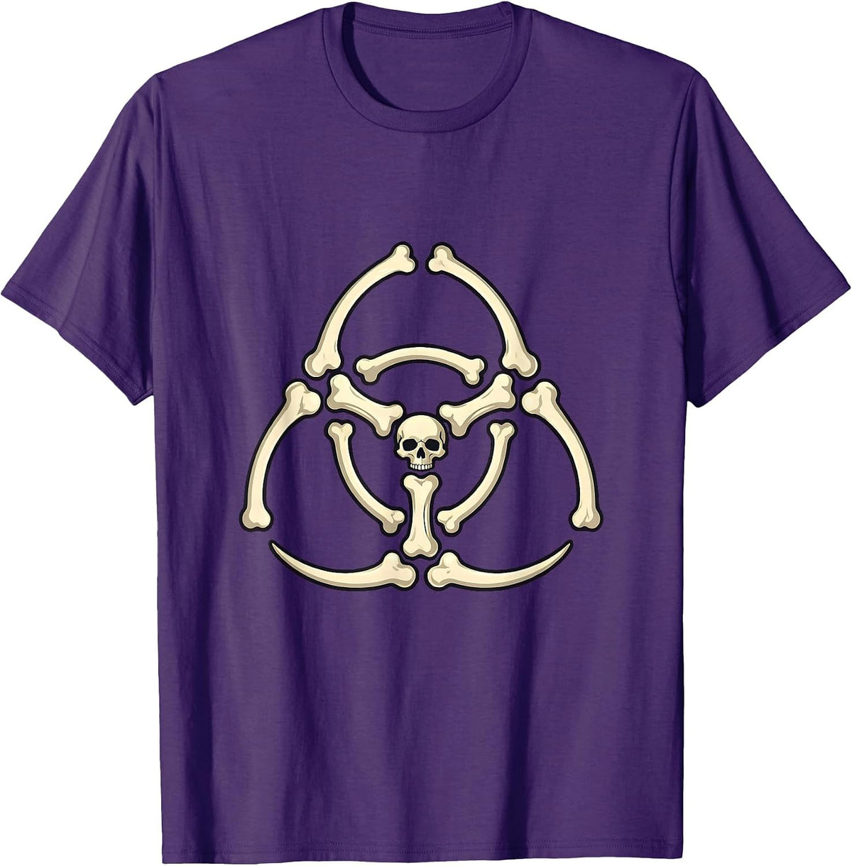 Men's Radiation Warning Bones Radiology Graphic T-Shirt - Purple