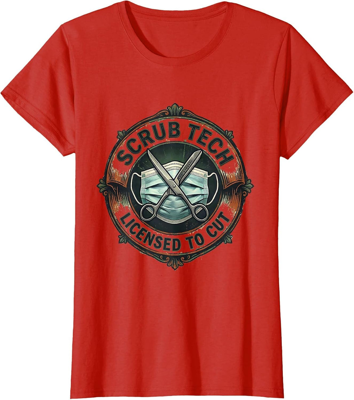Women's Scrub Tech Licensed To Cut Vintage Surgical Technologist T-Shirt - Red