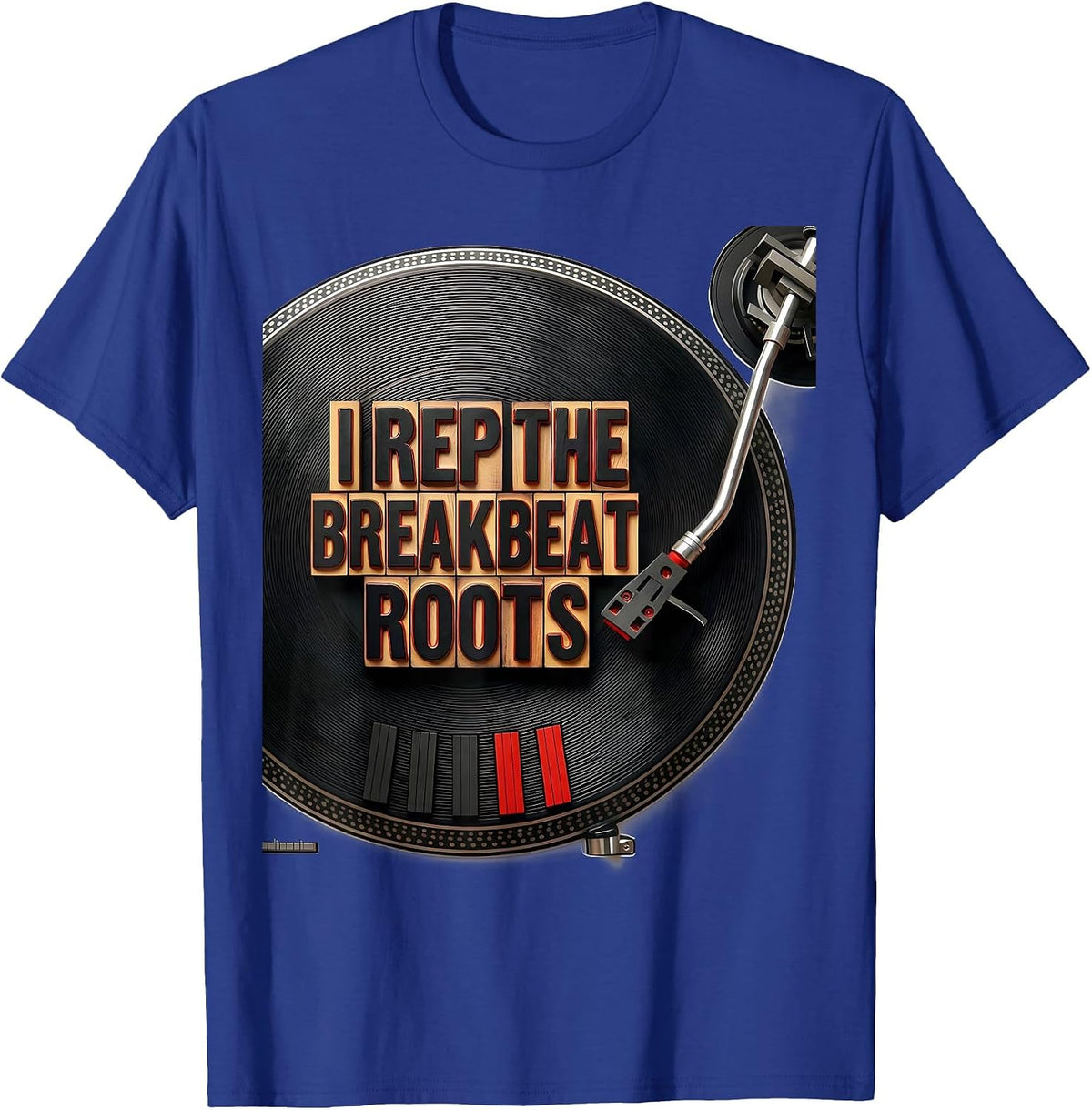 Men's I Rep The Breakbeat Roots Urban Nostalgic Hip Hop Rap T-Shirt - Royal Blue