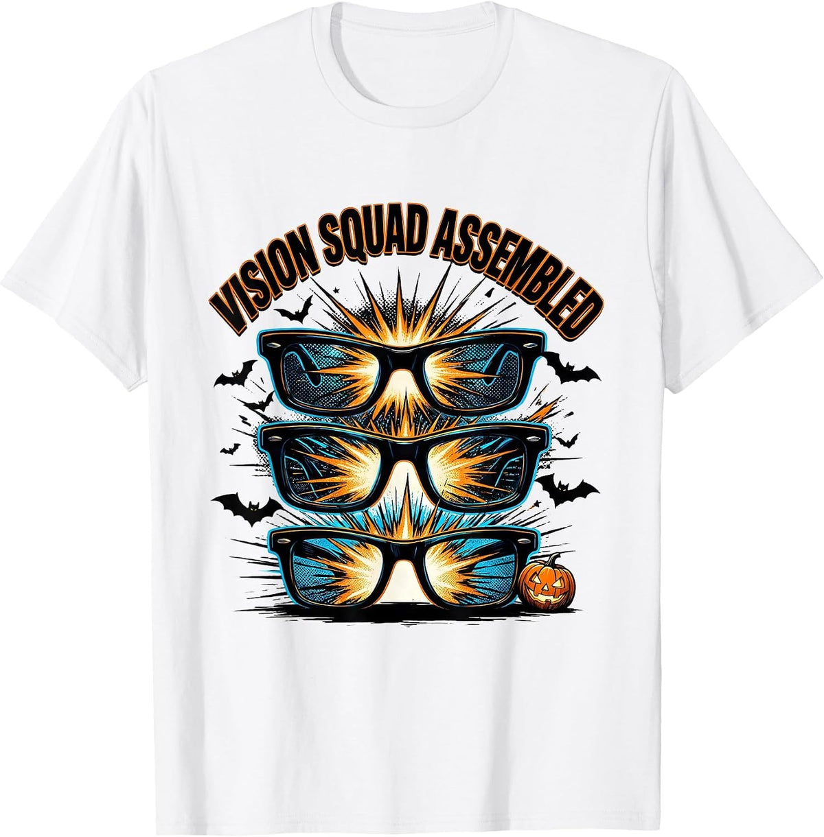 Men's Vision Squad Assembled Comic Book Halloween Optometrist Eye T-Shirt - White
