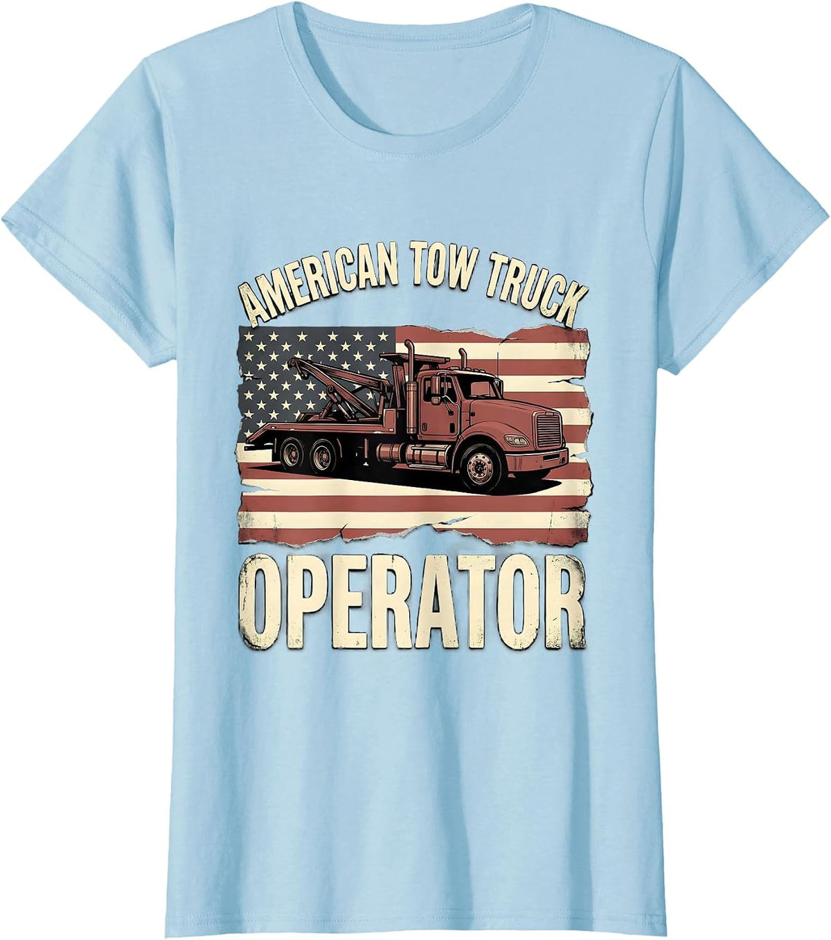 American Tow Truck Operator Distressed Flag Vintage Tow T-Shirt - Baby Blue